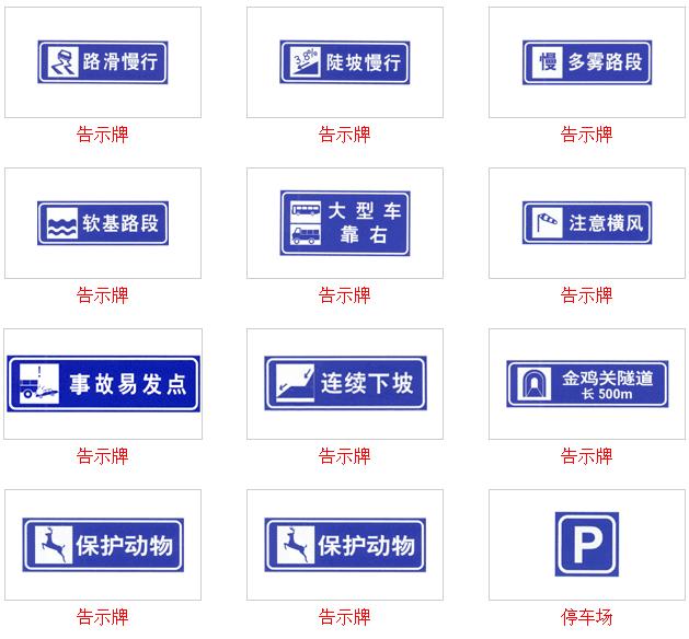 交通路标指示牌图解